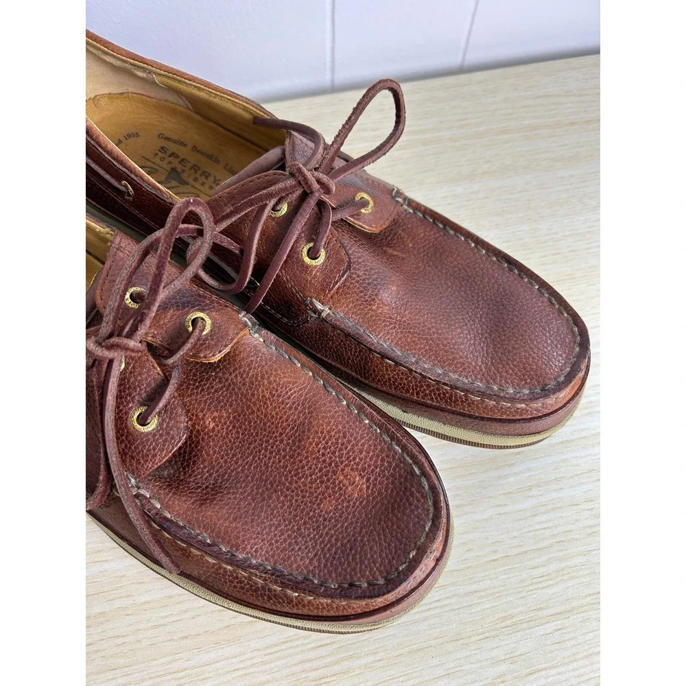 Sperry Boat Shoe Mens 12M Brown Gold Cup Authentic Original ASV Leather Nautical
